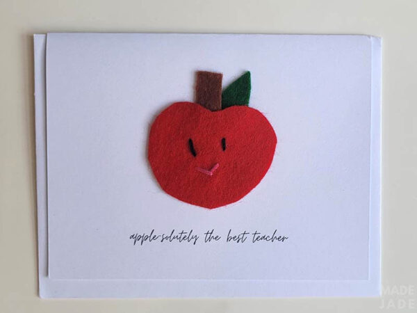 Handmade Punny Thank You Card: APPLE-solutely the best teacher