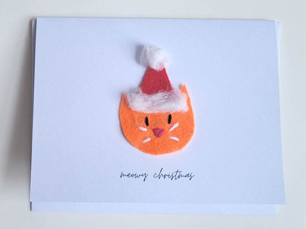 Handmade Punny Christmas Card: MEOWY Christmas