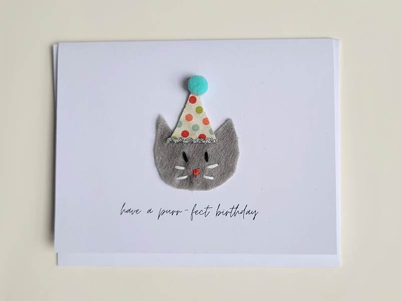 Handmade punny birthday card: have a PURR-fect birthday