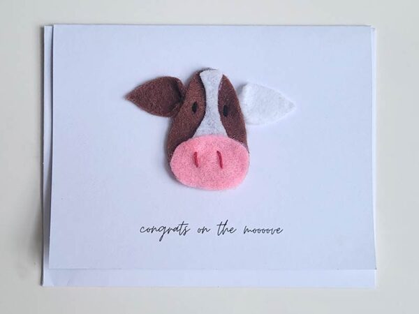 Handmade Punny Card: Congrats on the MOOOve